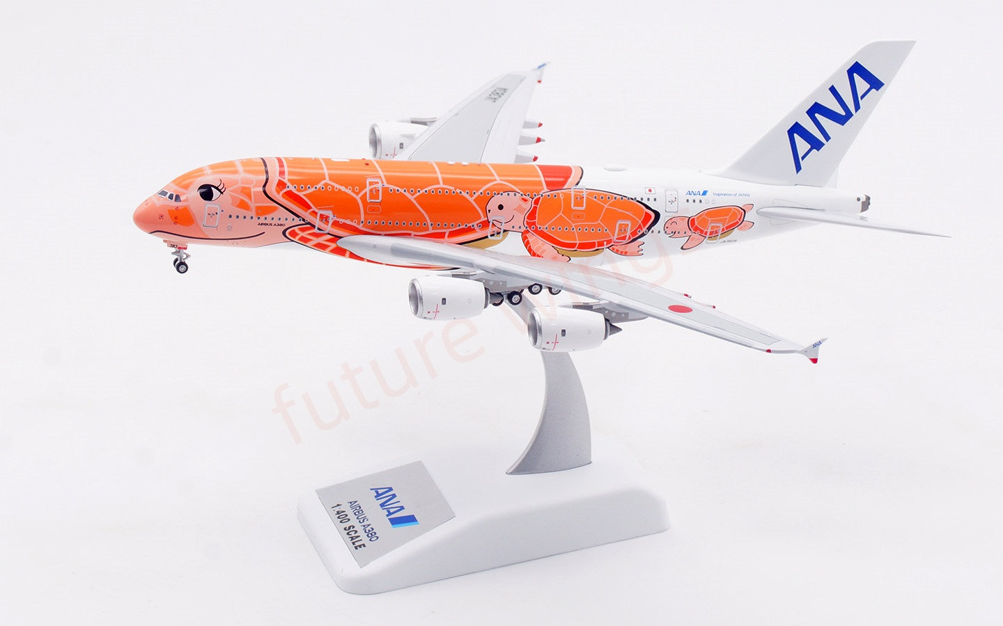 1:400 Aviation400 ANA A380 JA383A "Orange" Aircraft Model Free Tractor+Stand