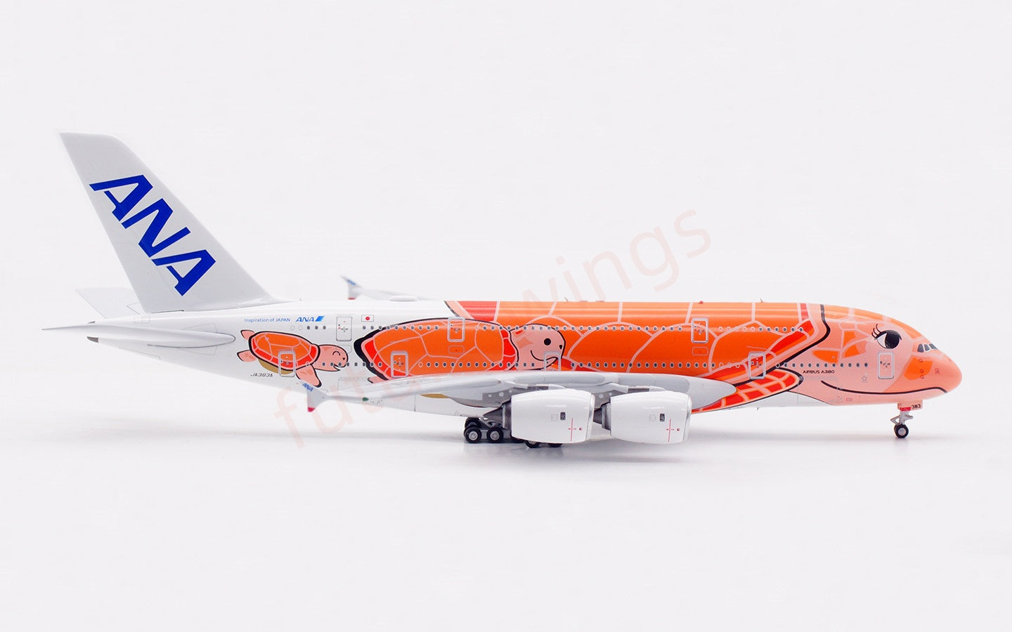 1:400 Aviation400 ANA A380 JA383A "Orange" Aircraft Model Free Tractor+Stand