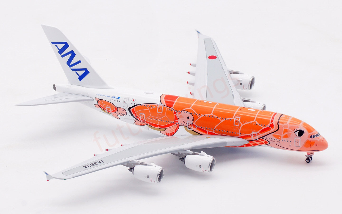 1:400 Aviation400 ANA A380 JA383A "Orange" Aircraft Model Free Tractor+Stand