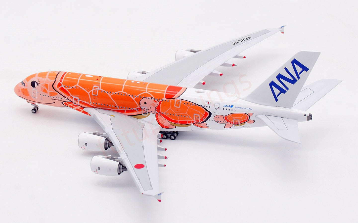 1:400 Aviation400 ANA A380 JA383A "Orange" Aircraft Model Free Tractor+Stand