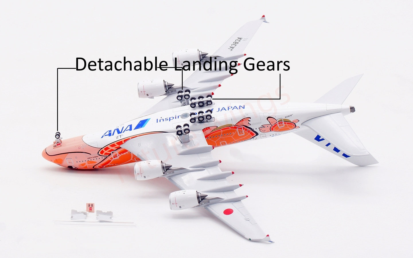 1:400 Aviation400 ANA A380 JA383A "Orange" Aircraft Model Free Tractor+Stand