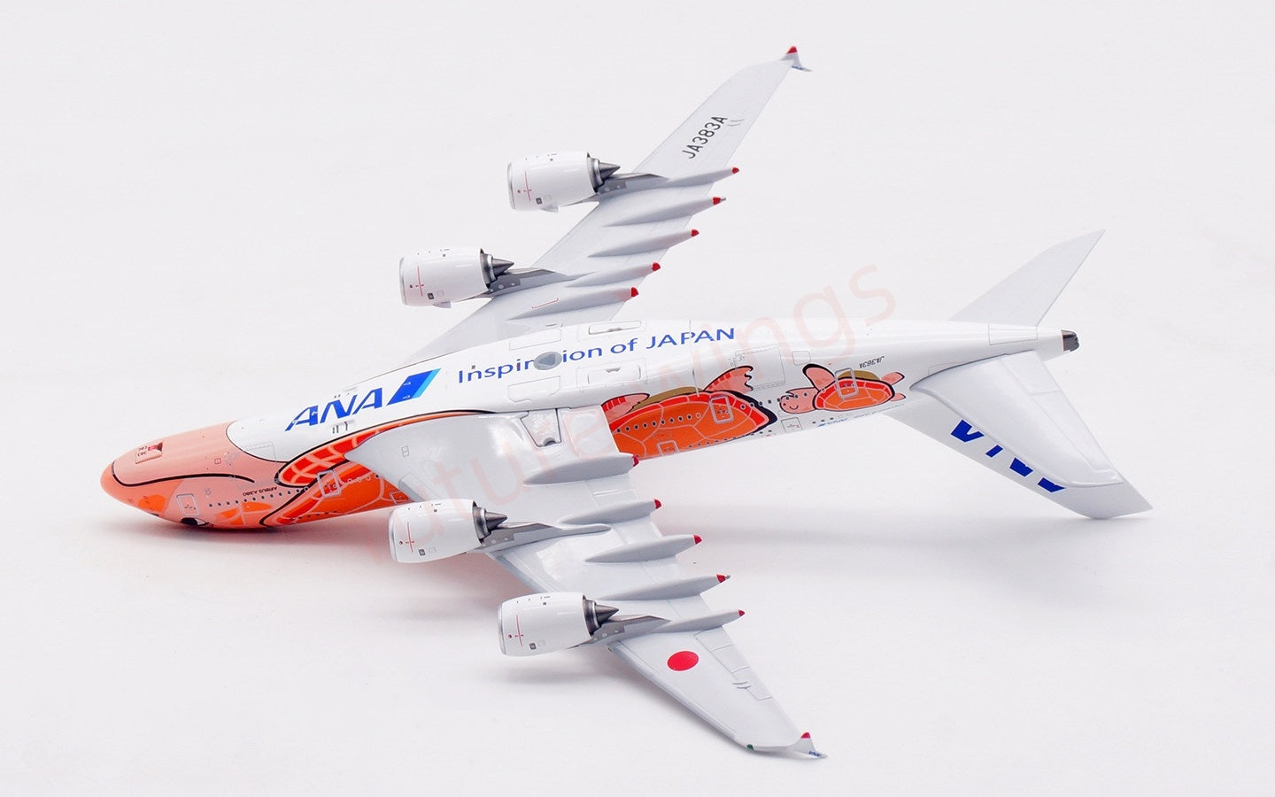 1:400 Aviation400 ANA A380 JA383A "Orange" Aircraft Model Free Tractor+Stand