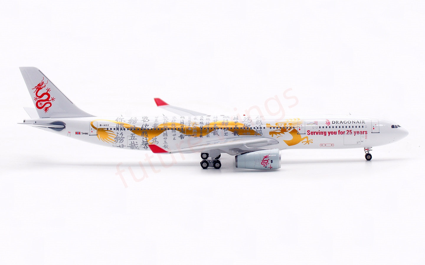 1:400 Aviation400 Dragon Air 330-300 B-HYF "25Years" Aircraft Model Free Tractor+Stand
