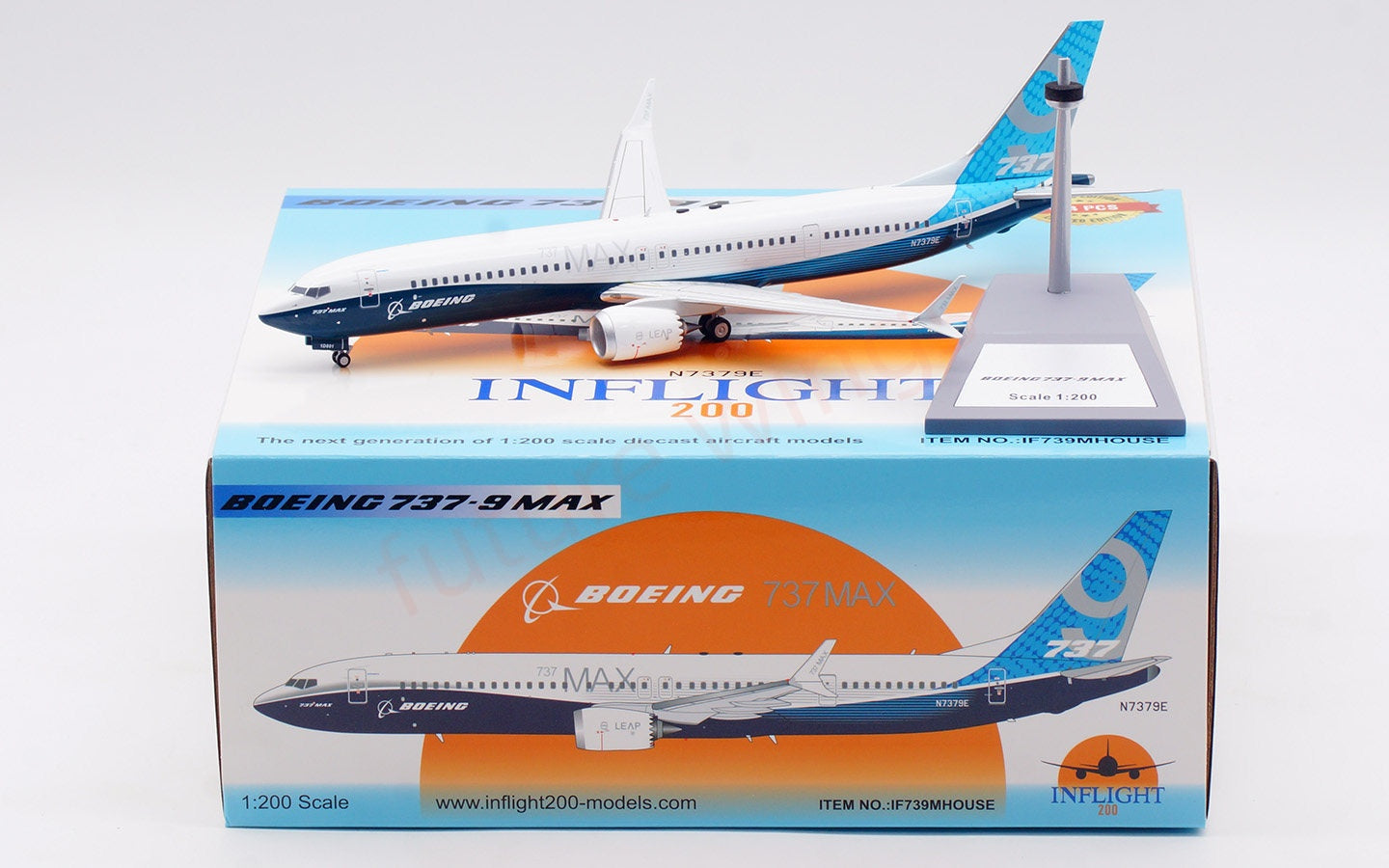 1:200 InFlight200 Boeing House Color B737-9MAX N7379E Diecast Aircraft Model