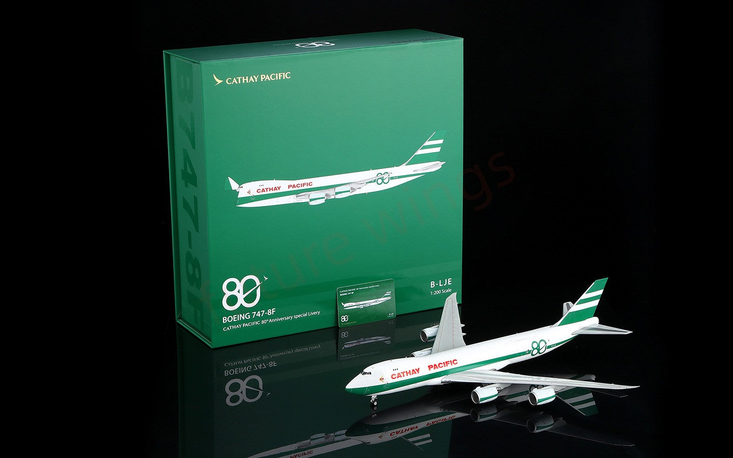 1:200 SQ Wings Cathay Pacific B747-8F B-LJE “80Years” Diecast Aircraft Model