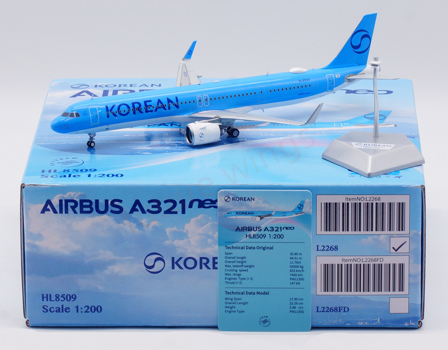 1:200 SQ Wings Korean Air A321 HL8509 Diecast Aircraft Model