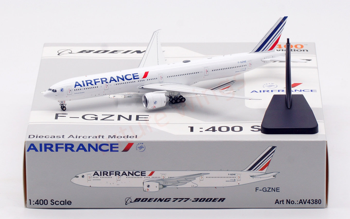 1:400 Aviation400 Air France B777-300ER F-GZNE Aircraft Model Free Tractor+Stand
