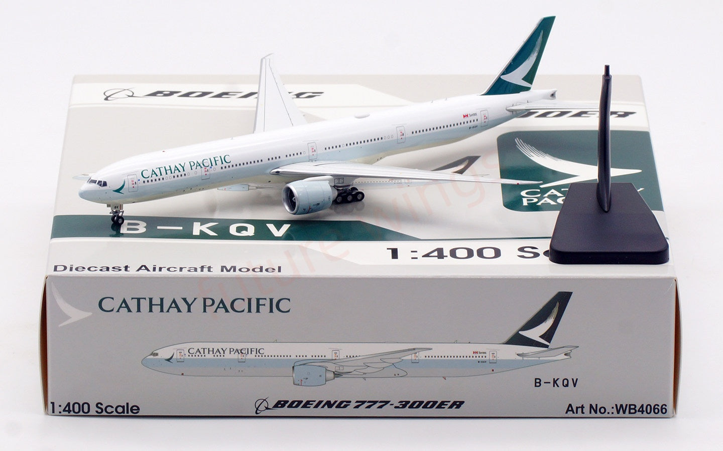 1:400 Aviation400 Cathay Pacific B777-300ER B-KQV Aircraft Model Free Tractor+Stand