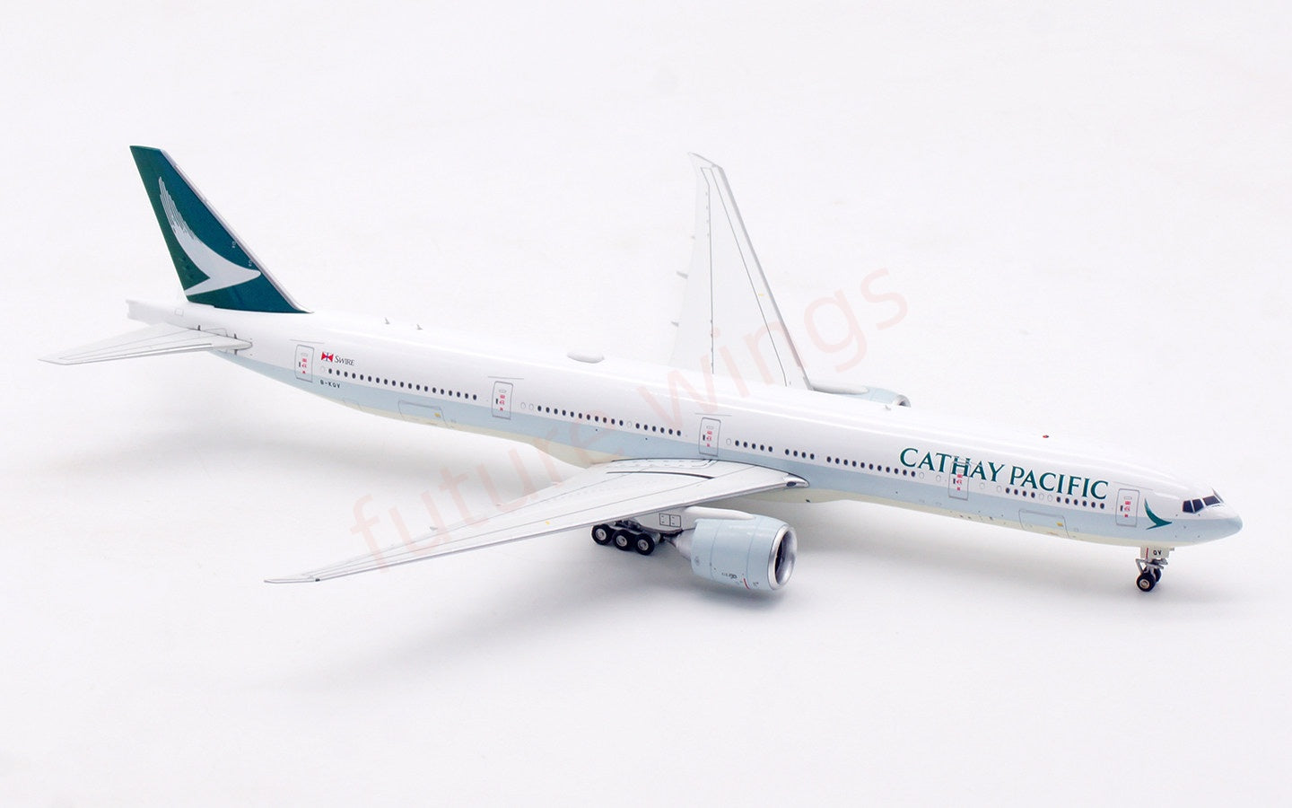 1:400 Aviation400 Cathay Pacific B777-300ER B-KQV Aircraft Model Free Tractor+Stand