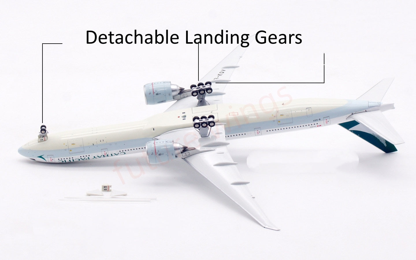 1:400 Aviation400 Cathay Pacific B777-300ER B-KQV Aircraft Model Free Tractor+Stand