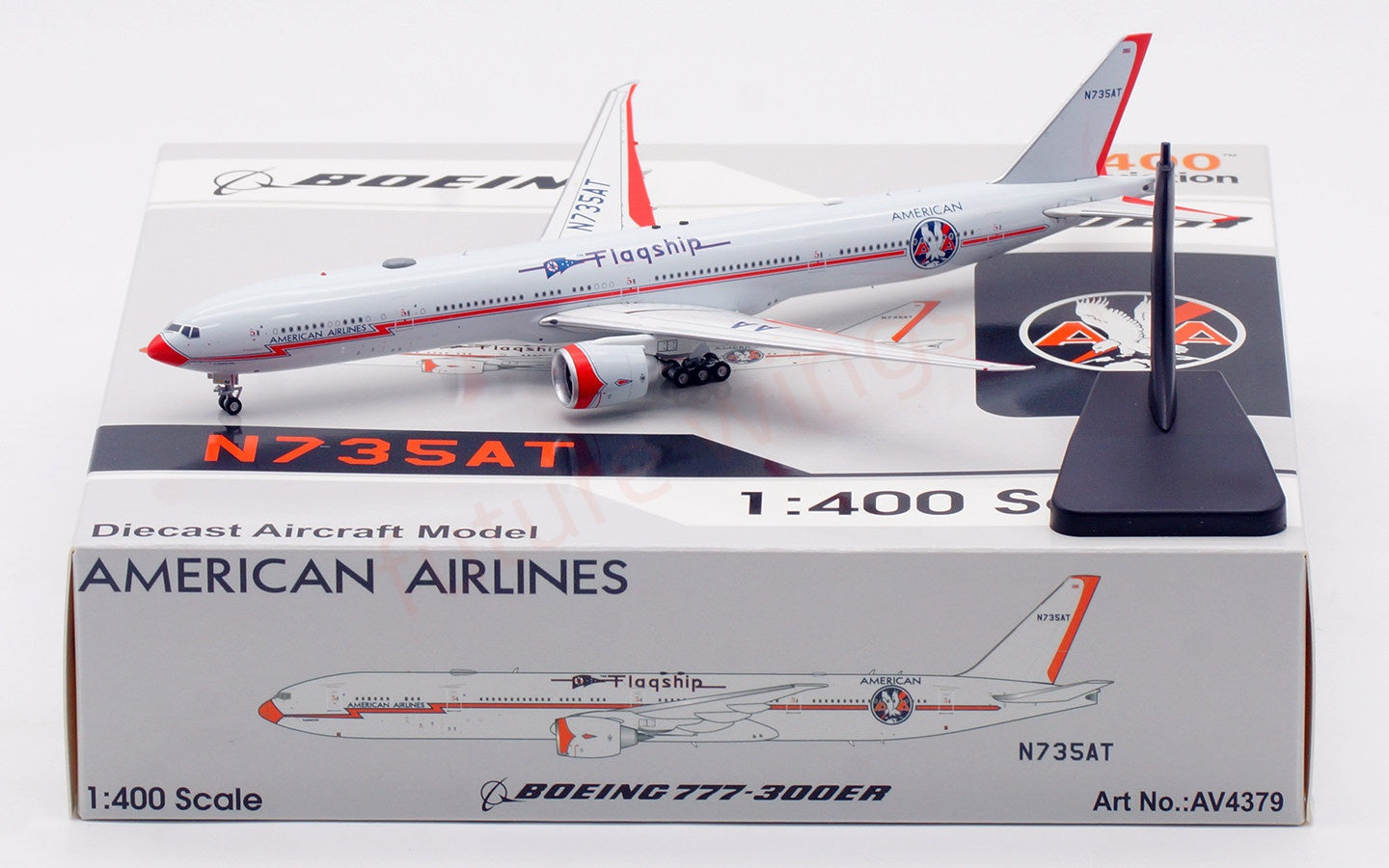 1:400 Aviation400 American Airlines B777-300ER N735AT Free Tractor+Stand