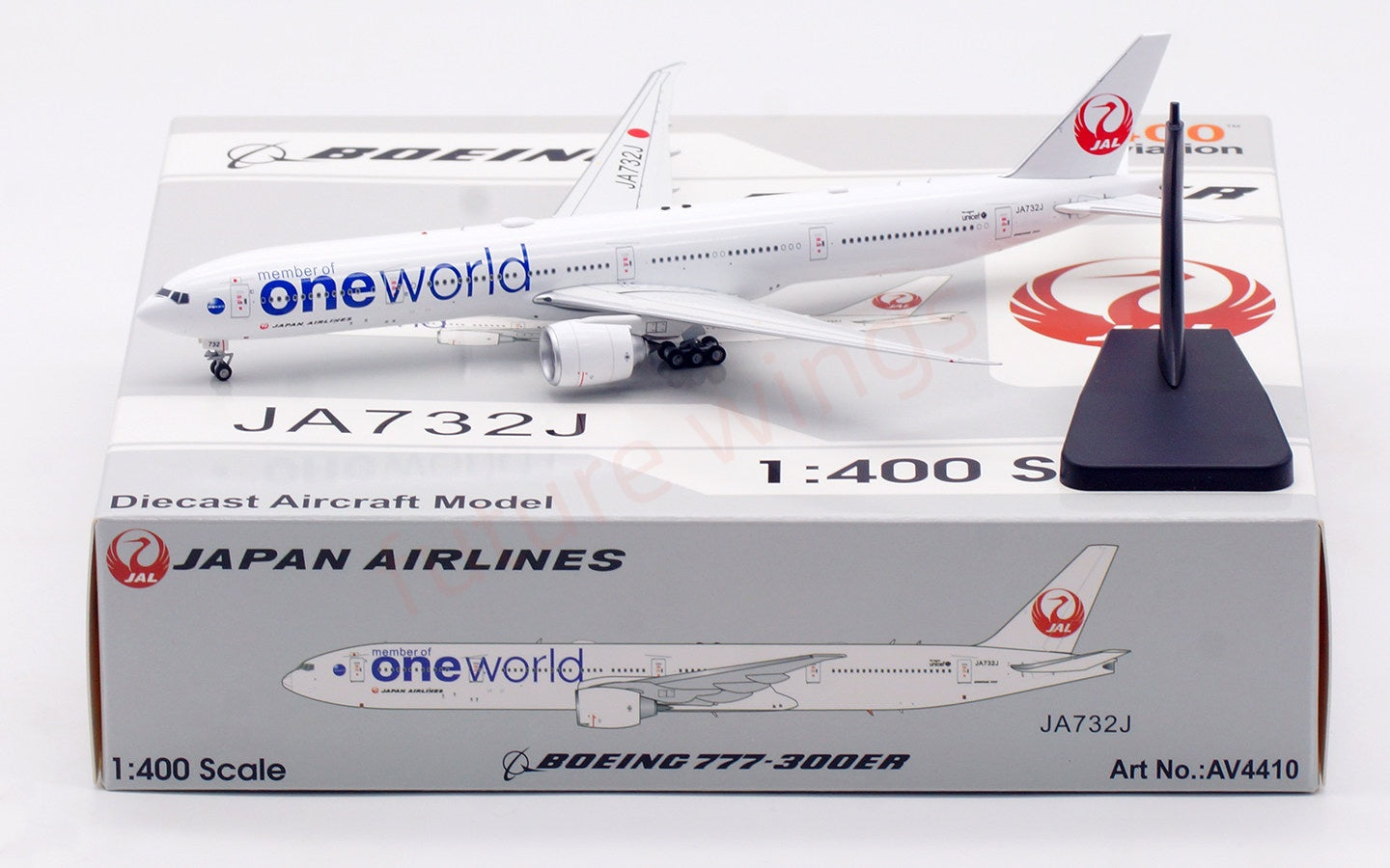 1:400 Aviation400 Janpan Airlines B777-300ER JA732J "One World"FreeTractor+Stand