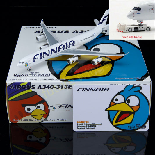 1:400 Kylin Models Finnair A340-300 OH-LQD Aircraft Model+Free Tractor
