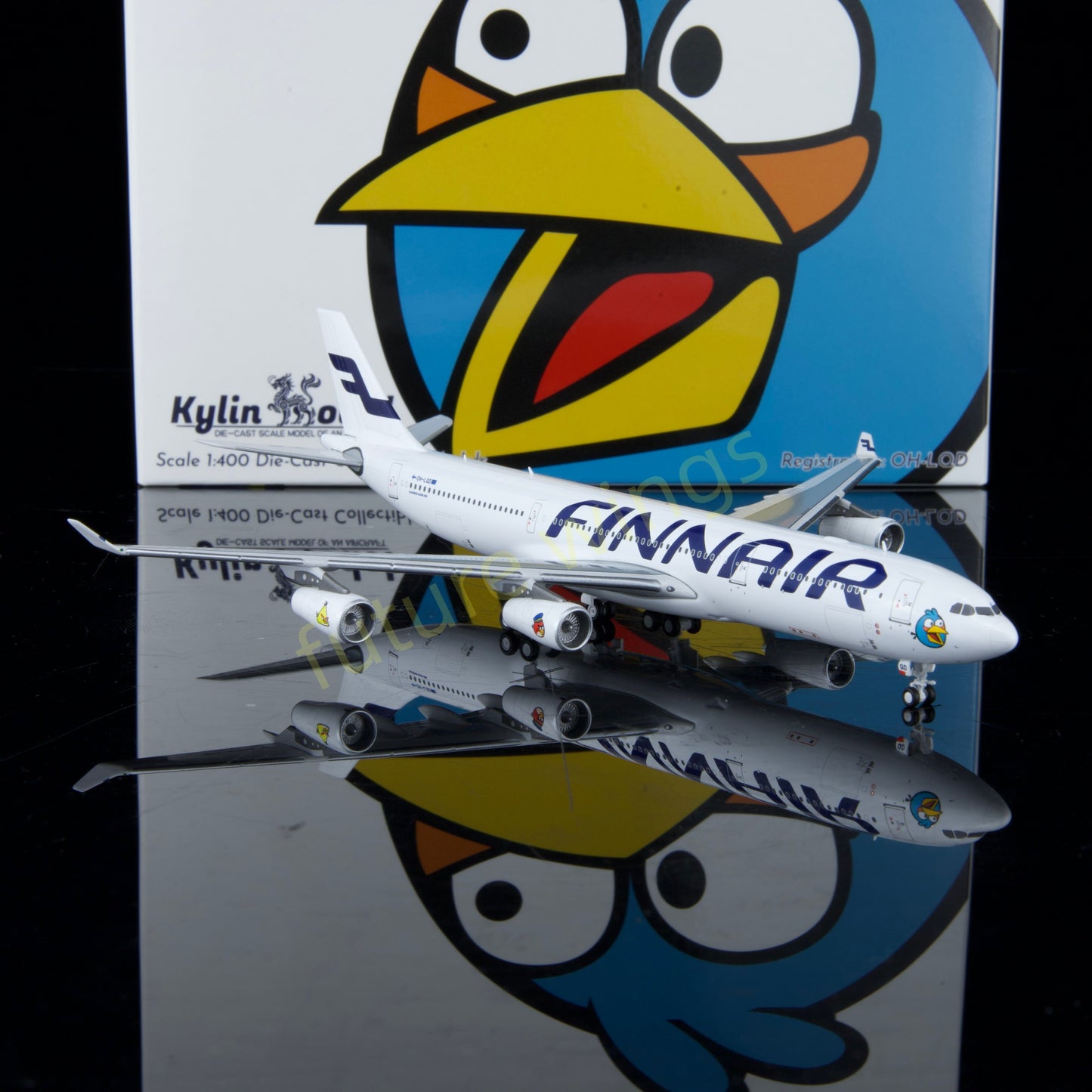 1:400 Kylin Models Finnair A340-300 OH-LQD Aircraft Model+Free Tractor