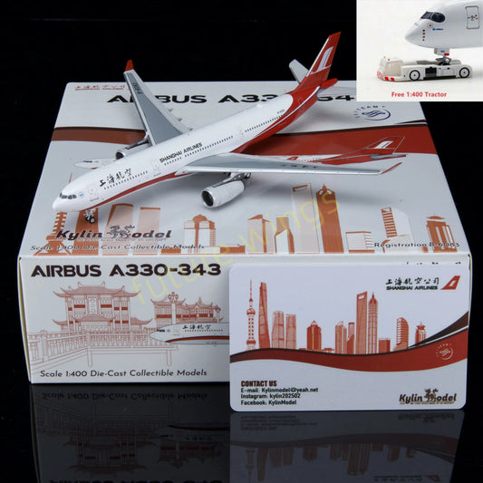 1:400 Kylin Models ShangHai Airlines A330-343 B-6083 Aircraft Model+Free Tractor