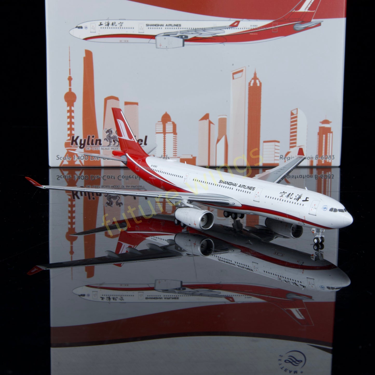 1:400 Kylin Models ShangHai Airlines A330-343 B-6083 Aircraft Model+Free Tractor