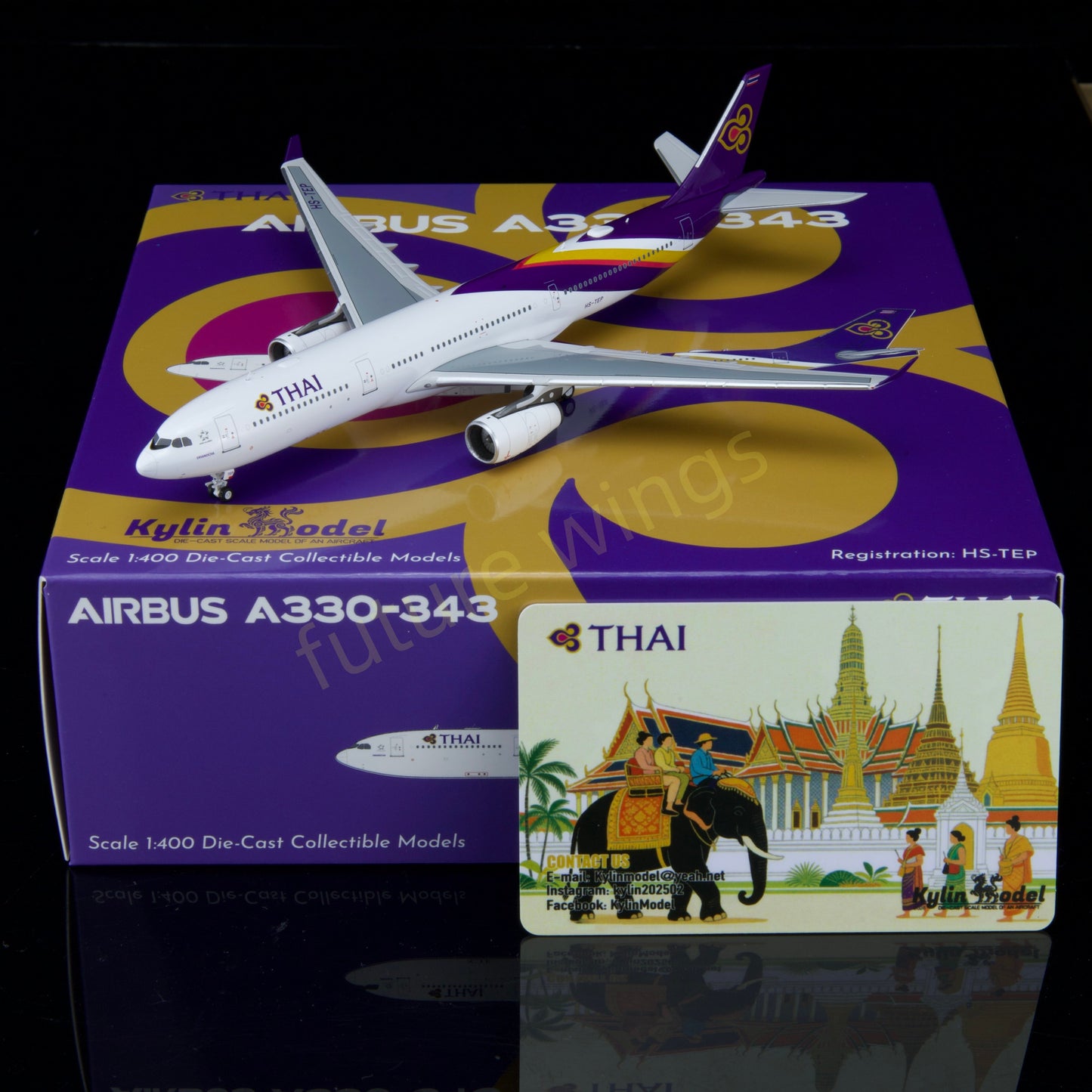1:400 Kylin Models Thai Airways A330-343 HS-TEP Aircraft Model+Free Tractor