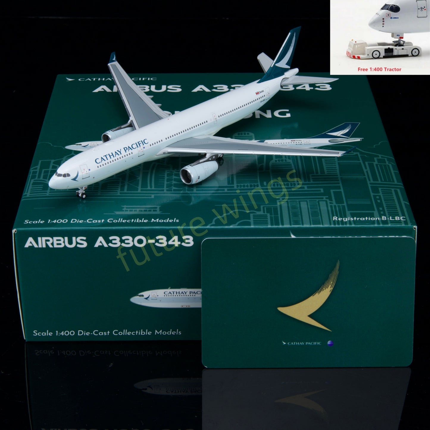 1:400 Kylin Models Cathay Pacific A330-343 B-LBC Aircraft Model+Free Tractor