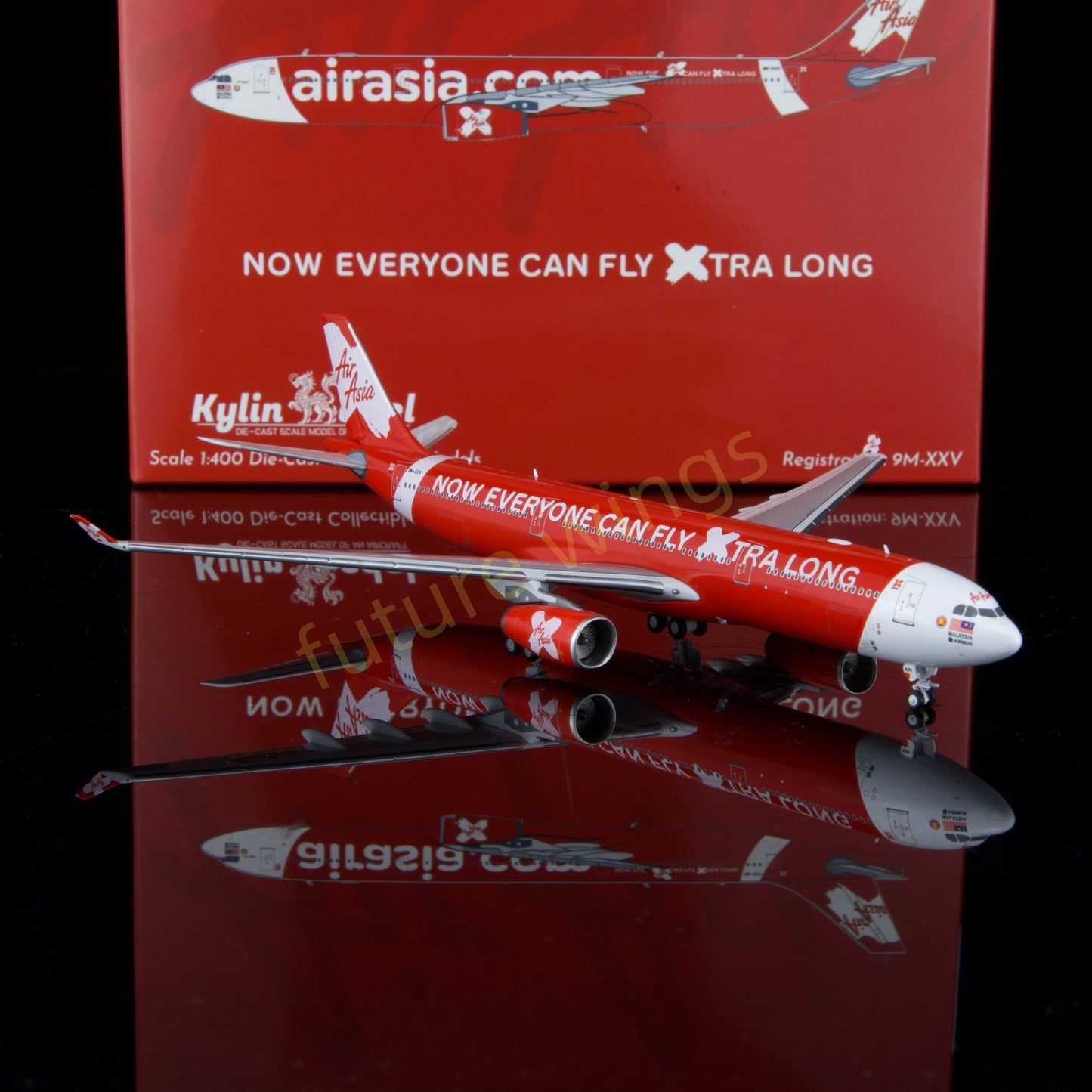 1:400 Kylin Models AirAsia A330-343 9M-XXV Aircraft Model+Free Tractor
