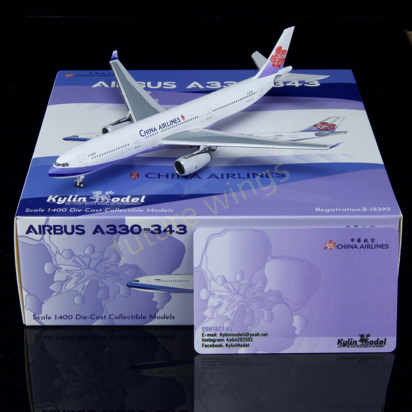 1:400 Kylin Models China Airlines A330-343 B-18392 Aircraft Model+Free Tractor