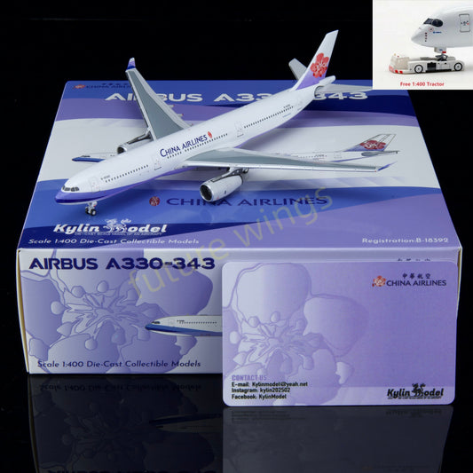 1:400 Kylin Models China Airlines A330-343 B-18392 Aircraft Model+Free Tractor