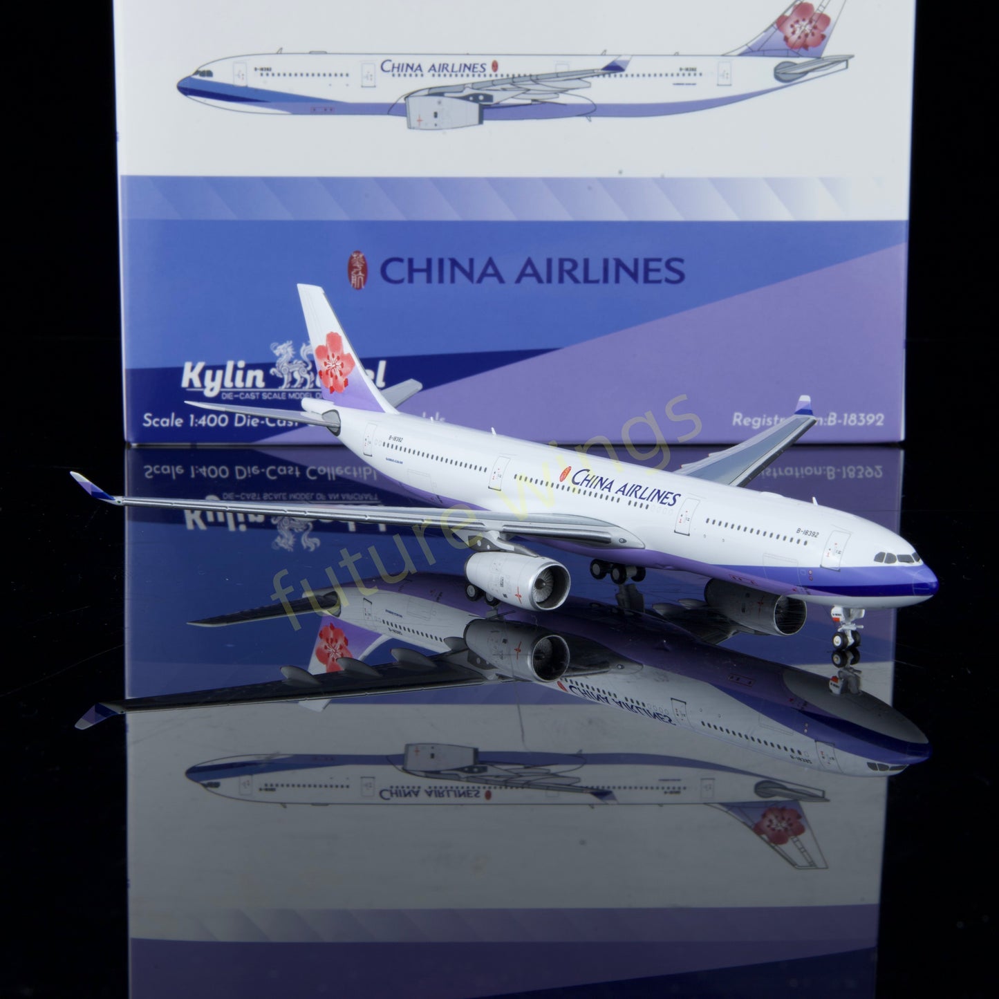 1:400 Kylin Models China Airlines A330-343 B-18392 Aircraft Model+Free Tractor