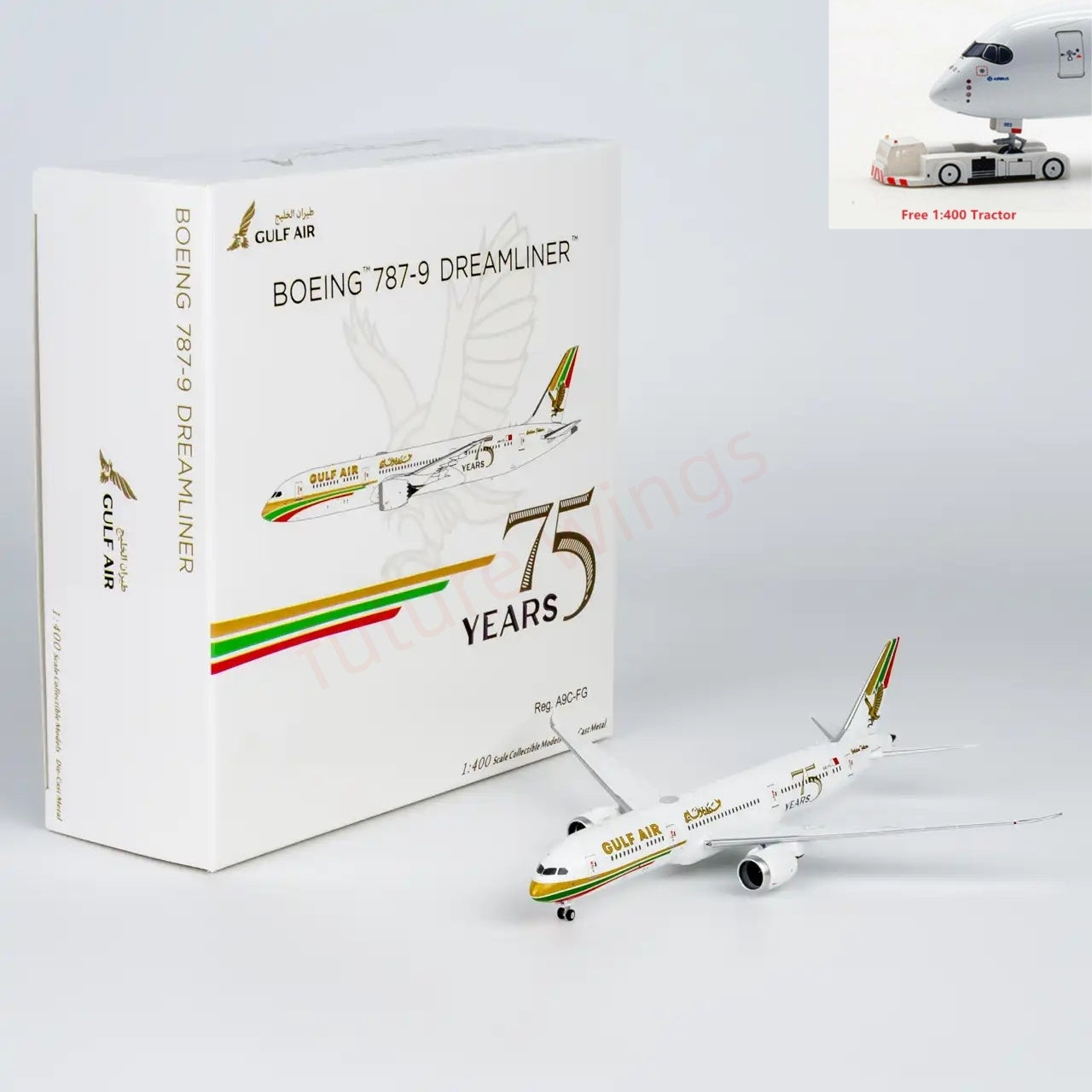1:400 NG Models NG55156 Gulf Air B787-9 A9C-FG "75years"Aircraft Model+Free Tractor