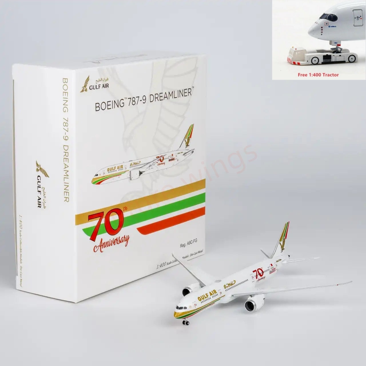 1:400 NG Models NG55157 Gulf Air B787-9 A9C-FG "70th" Aircraft Model+Free Tractor