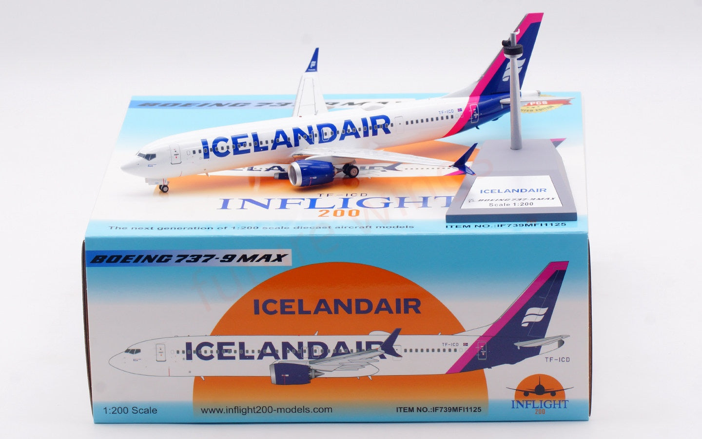 1:200 InFlight200 Iceland Air B737-9 MAX TF-ICD Diecast Aircraft Model