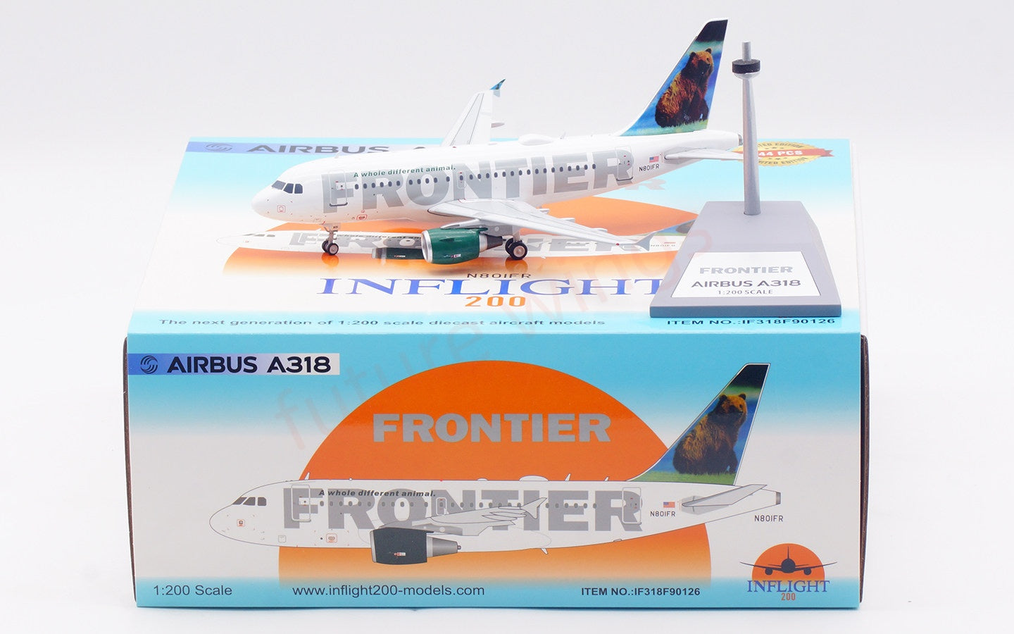 1:200 InFlight200 Frontier Airlines A318 N801FR Aircraft Model With Stand