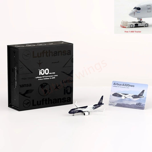 1:400 HX Models Lufthansa Airlines A320neo D-AING/D-AIND "100Years"Aircraft Model+Free Tractor