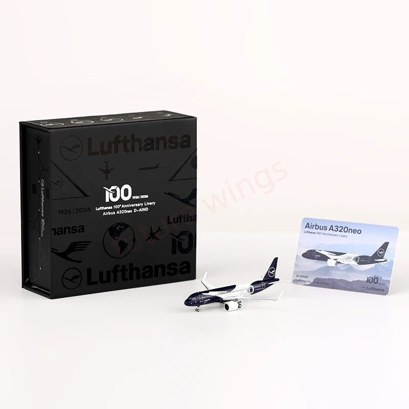 1:400 HX Models Lufthansa Airlines A320neo D-AING/D-AIND "100Years"Aircraft Model+Free Tractor