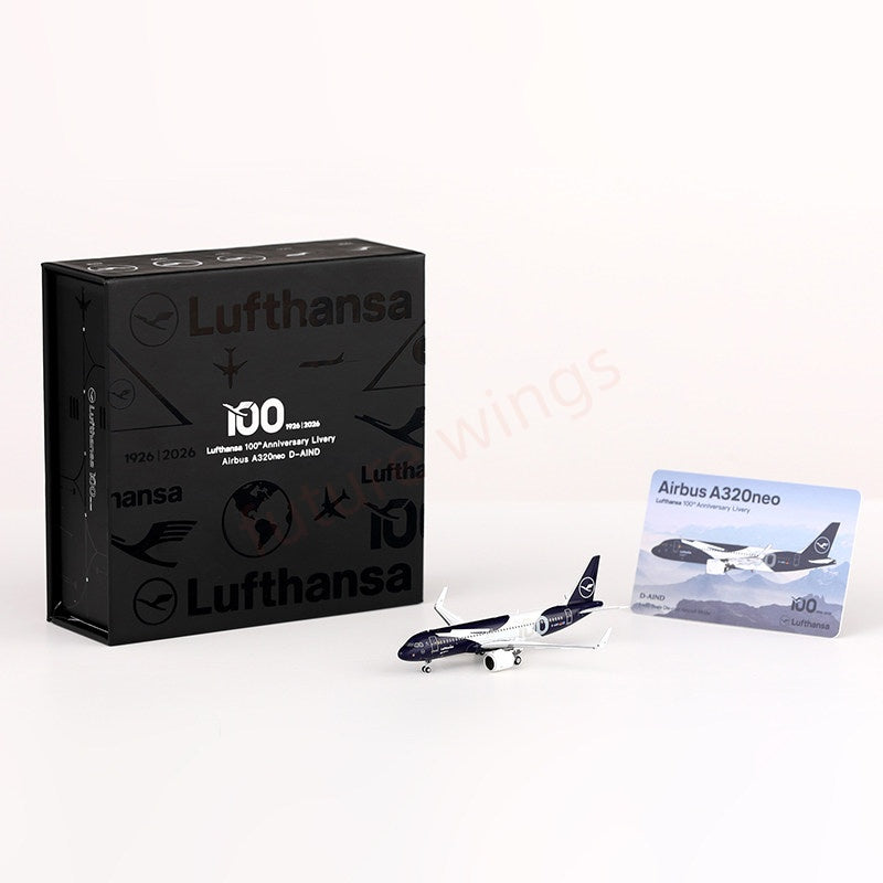 1:400 HX Models Lufthansa Airlines A320neo D-AING/D-AIND "100Years"Aircraft Model+Free Tractor