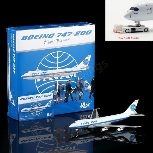 1:400 HX Models Pan AM B747-200 N724PA Aircraft Model+Free Tractor