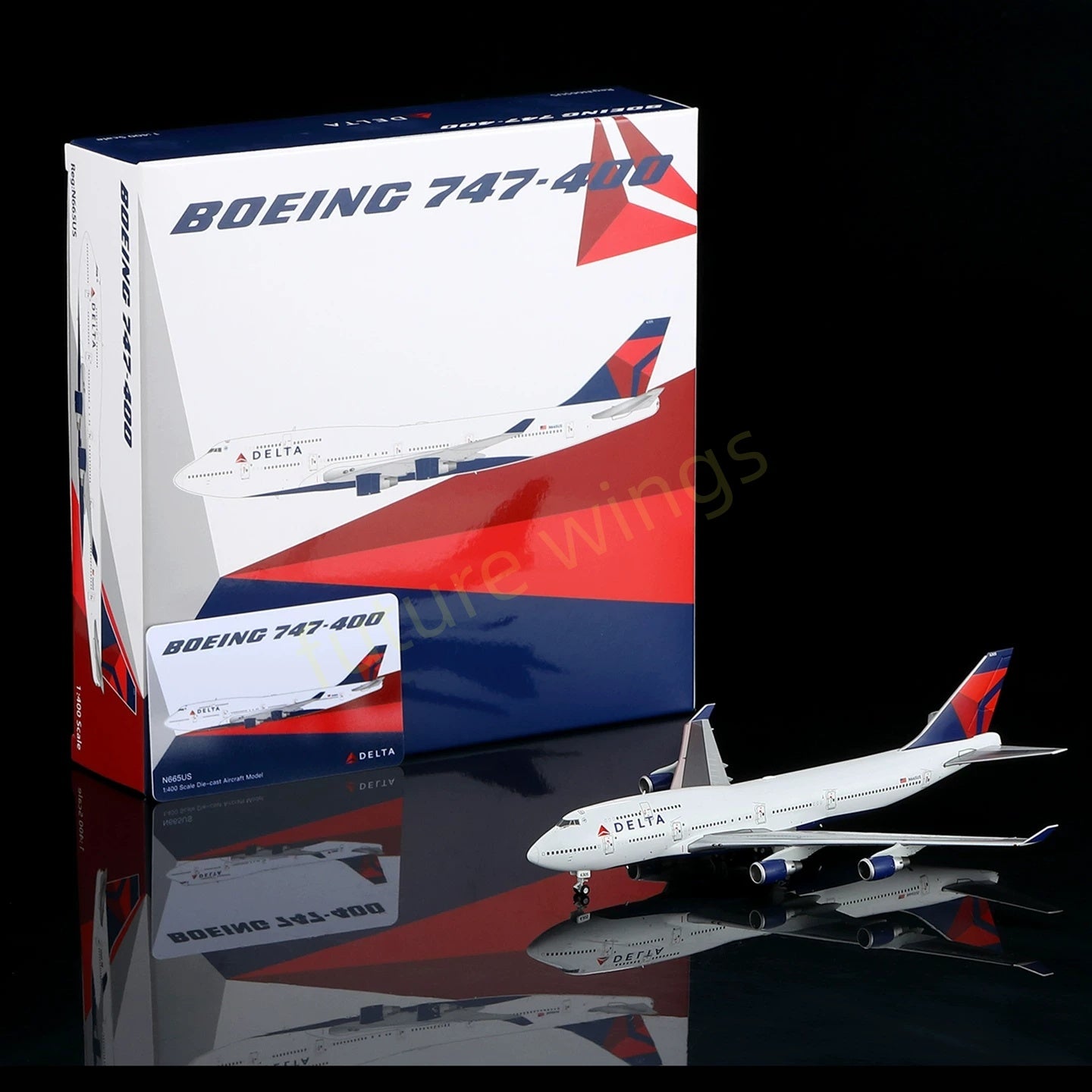 1:400 HX Models Delta Airlines B747-400 N665US Aircraft Model Free Tractor