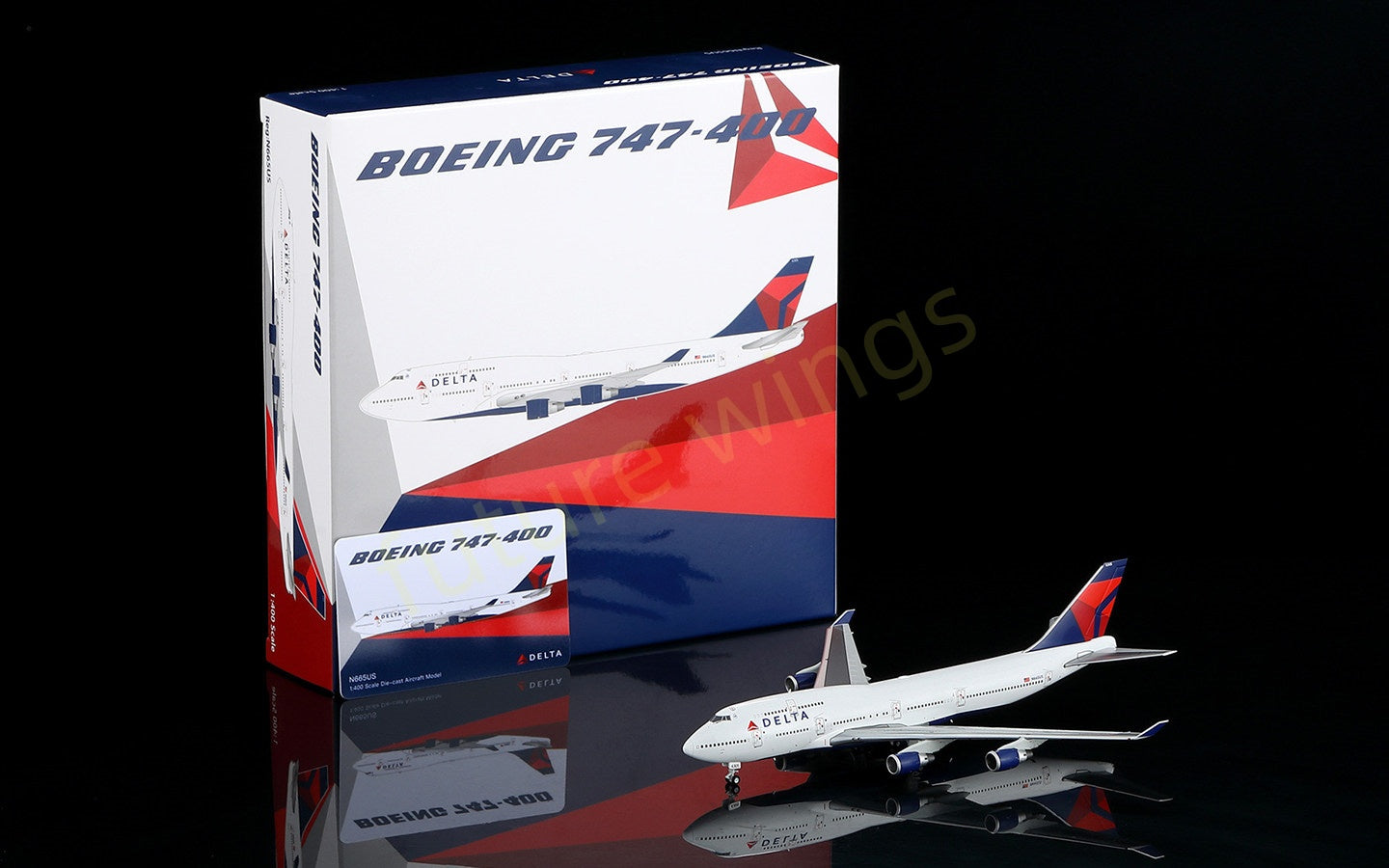 1:400 HX Models Delta Airlines B747-400 N665US Aircraft Model Free Tractor