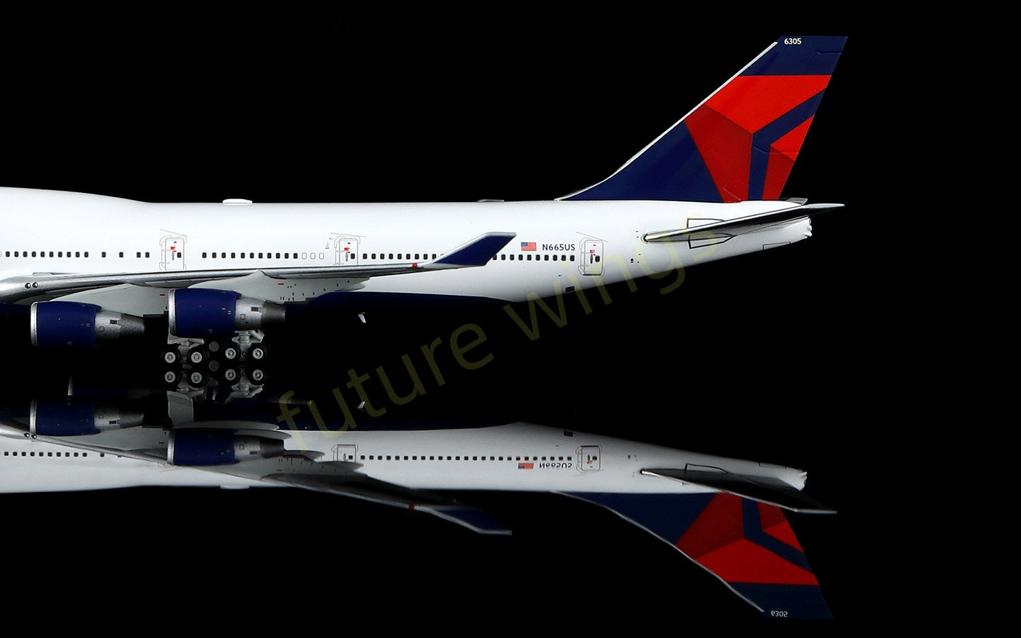 1:400 HX Models Delta Airlines B747-400 N665US Aircraft Model Free Tractor