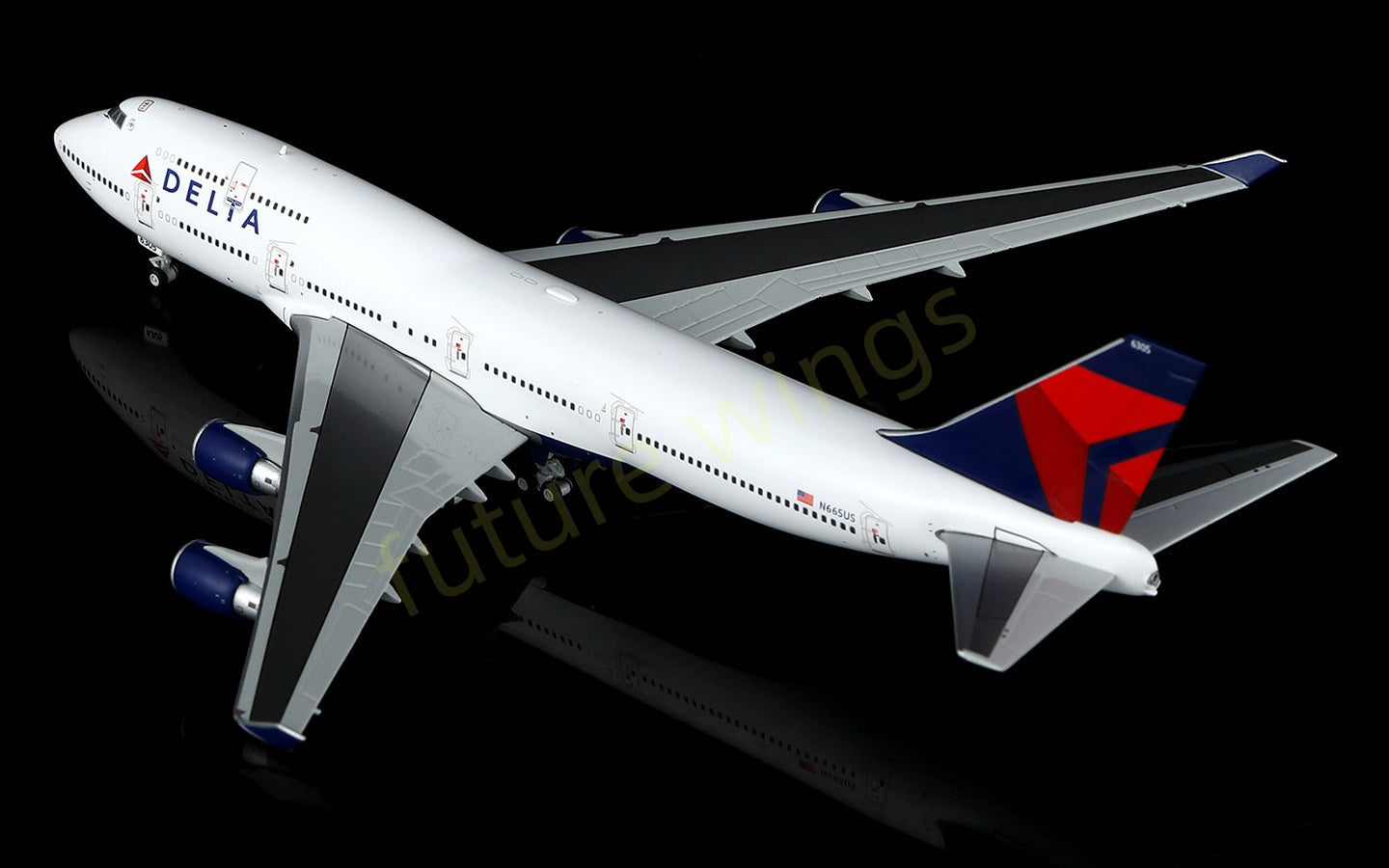 1:400 HX Models Delta Airlines B747-400 N665US Aircraft Model Free Tractor