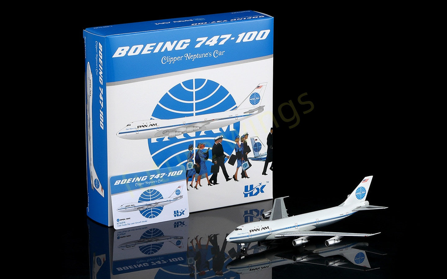 1:400 HX Models Pan AM B747-200 N742PA Aircraft Model+Free Tractor