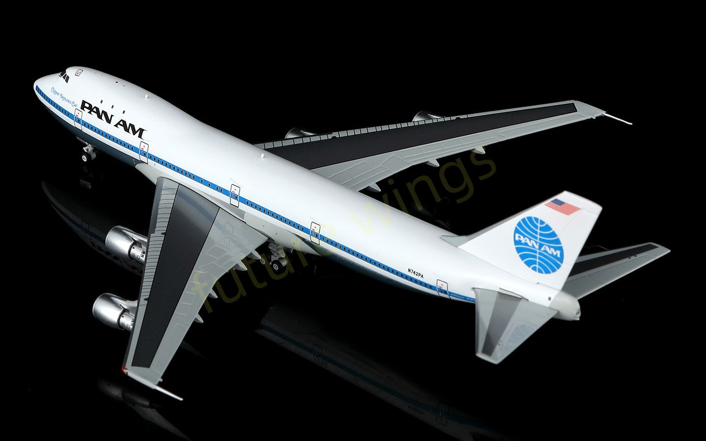 1:400 HX Models Pan AM B747-200 N742PA Aircraft Model+Free Tractor