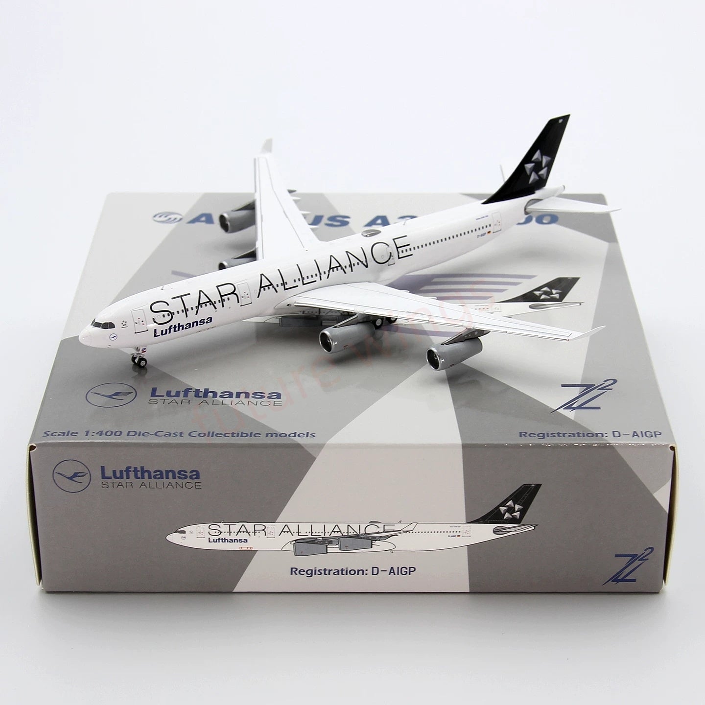 1:400 Z² Model Lufthansa Airlines A340-300 D-AIGP Aircraft Model+Free Tractor
