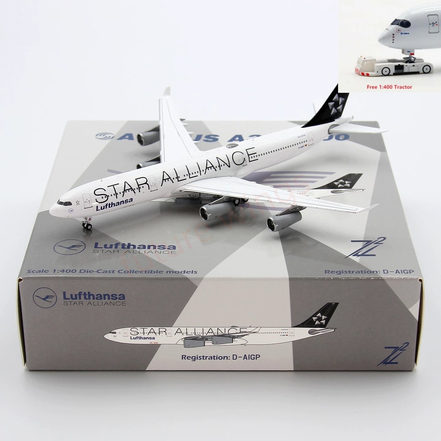 1:400 Z² Model Lufthansa Airlines A340-300 D-AIGP Aircraft Model+Free Tractor