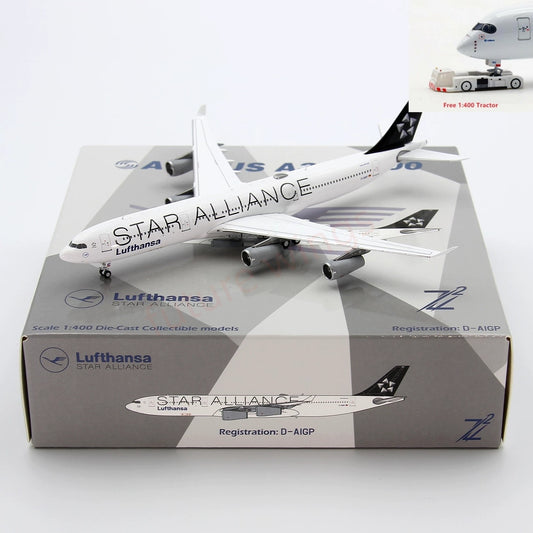 1:400 Z² Model Lufthansa Airlines A340-300 D-AIGP Aircraft Model+Free Tractor