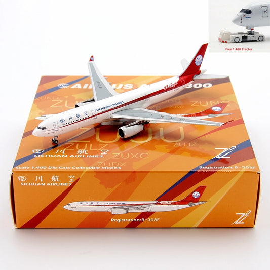 1:400 Z² Model SiChuan Airlines A330-300 B-308F Aircraft Model+Free Tractor