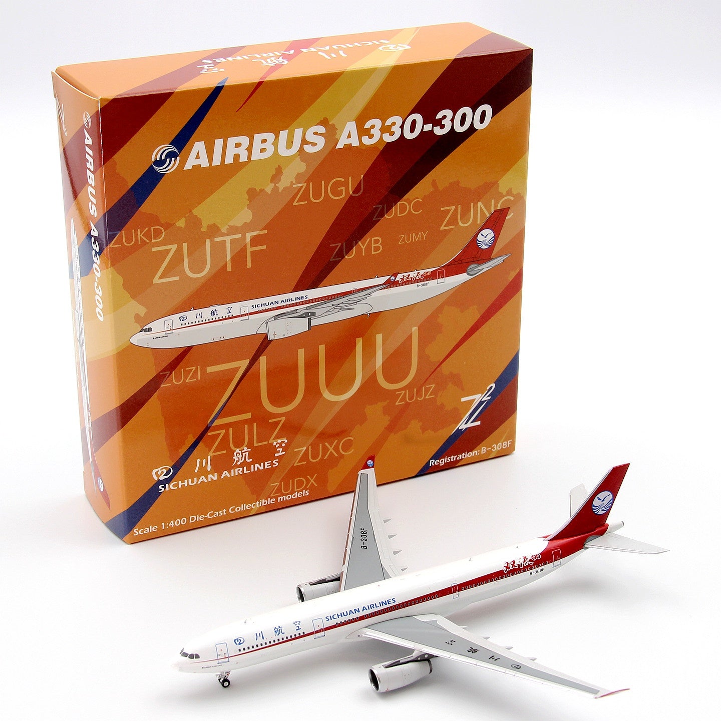 1:400 Z² Model SiChuan Airlines A330-300 B-308F Aircraft Model+Free Tractor