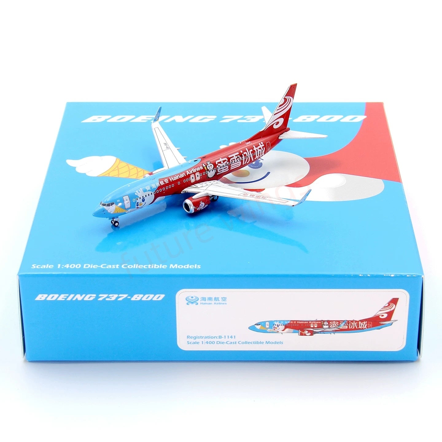 1:400 PandaModel Hainan Airlines B737-800 B-1131 B-1141"MiXue"Aircraft Model+Free Tractor