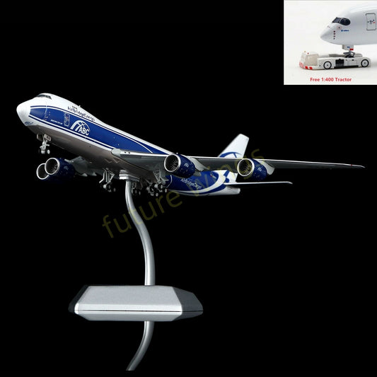 1:400 HX Models AirBridgeCargo B747-8F VQ-BLQ Aircraft Model Free Tractor+Stand