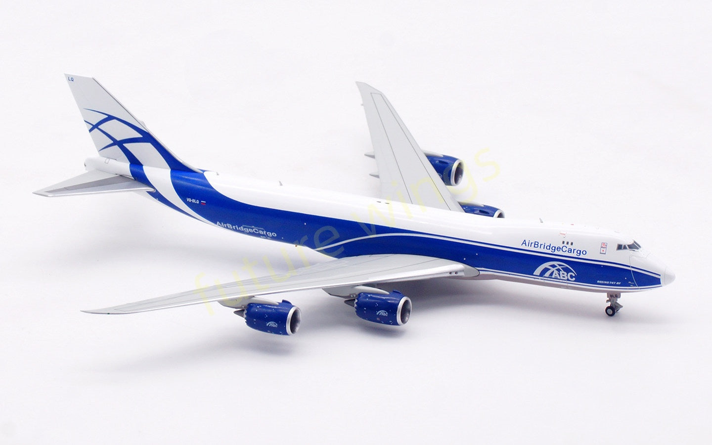 1:400 HX Models AirBridgeCargo B747-8F VQ-BLQ Aircraft Model Free Tractor+Stand