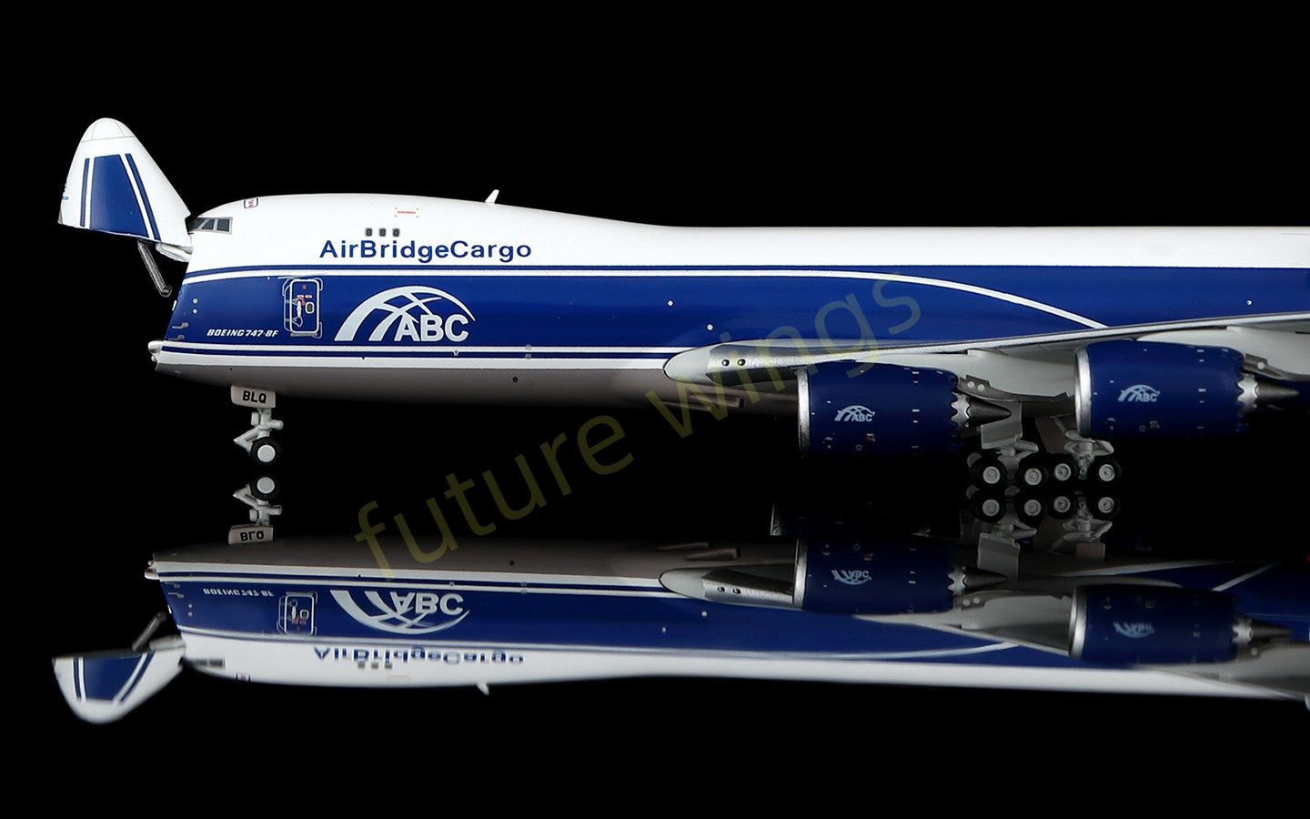 1:400 HX Models AirBridgeCargo B747-8F VQ-BLQ Aircraft Model Free Tractor+Stand
