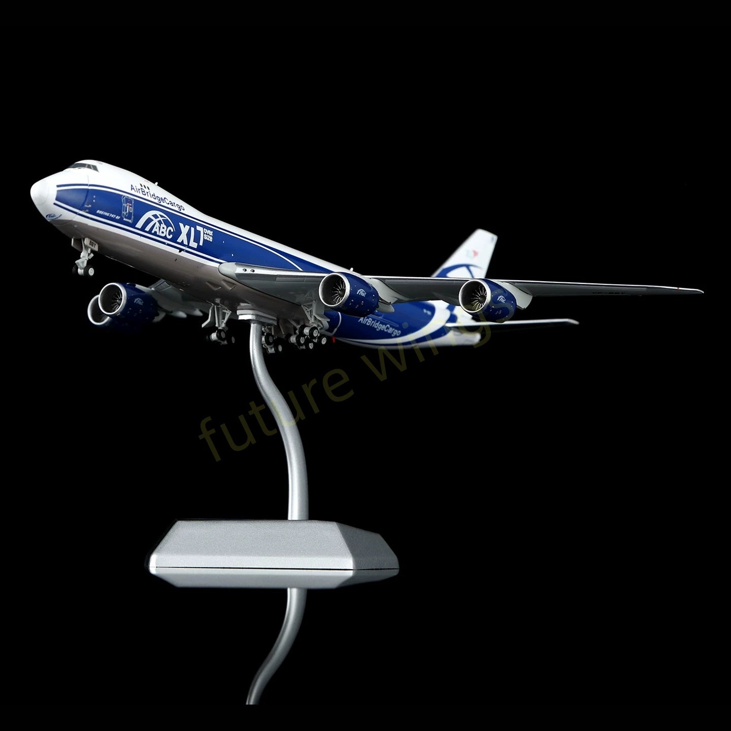 1:400 HX Models AirBridgeCargo B747-8F VP-BBY Aircraft Model Free Tractor+Stand